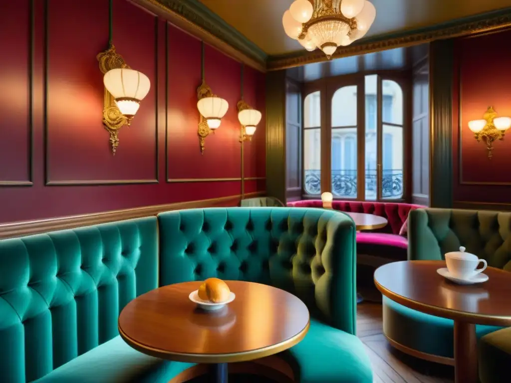 Rincón acogedor en Café de Flore, París, con detalles vintage y ambiente cultural francés