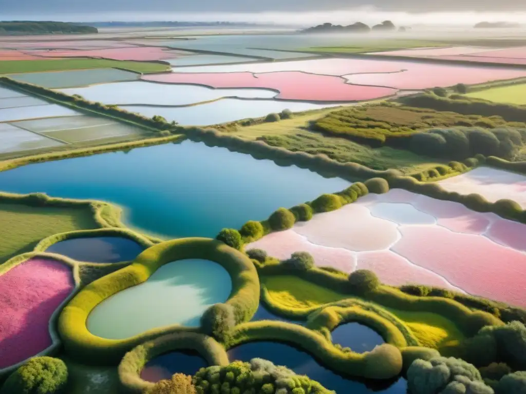 Un amanecer mágico en las salinas de Guérande, Francia, donde se recolecta la flor de sal, esencia de la cocina francesa