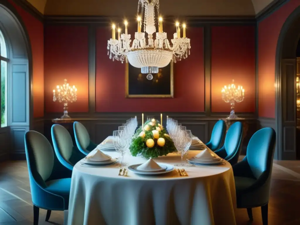 Ambiente íntimo y elegante de un comedor en un château francés histórico