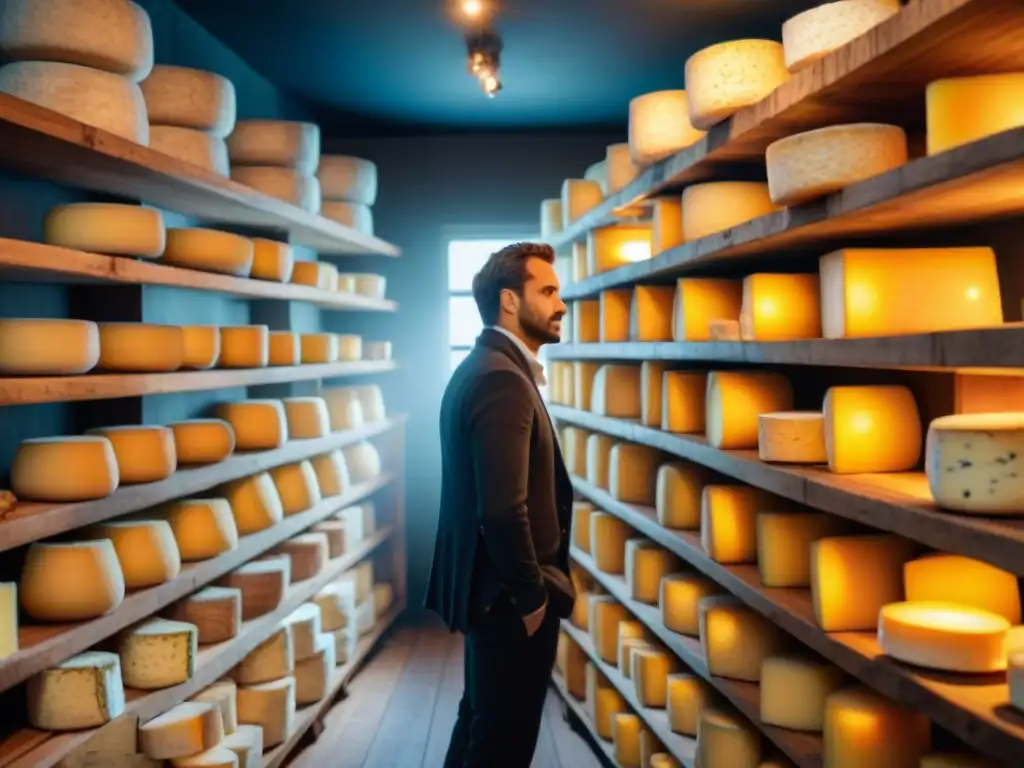 Un ambiente mágico en una bodega de quesos franceses tradicionales y sus historias