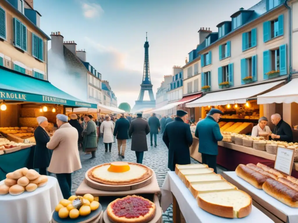 Disfruta de la animada escena de un festival gastronómico en Francia, con delicias tradicionales y el encanto de un pueblo pintoresco