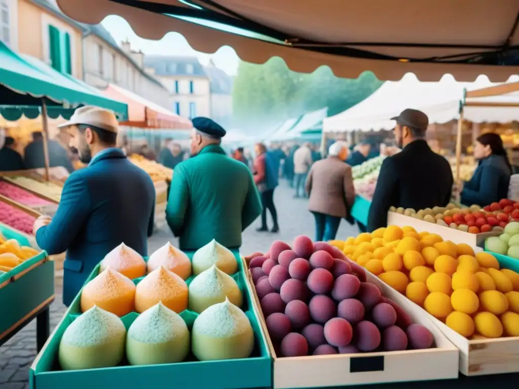 Un animado mercado de agricultores en Francia con sorbetes y gelatos veganos