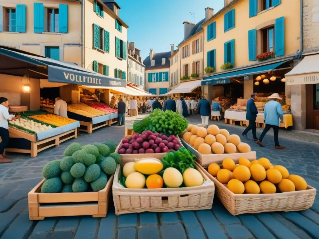 En el animado mercado al aire libre de un pintoresco pueblo del suroeste de Francia, destaca la rica tradición culinaria de la región