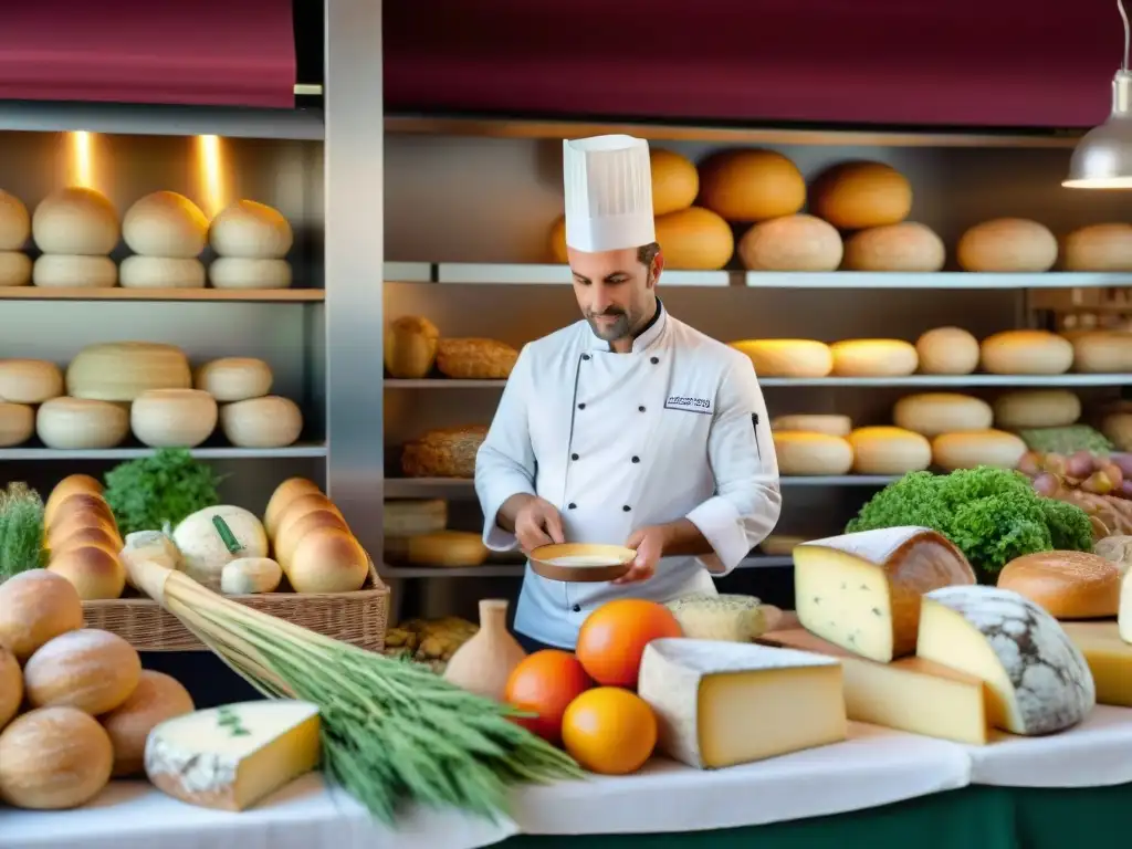 En un animado mercado francés, se fusiona la innovación con la tradición gastronómica, exhibiendo coloridos productos y sabores únicos