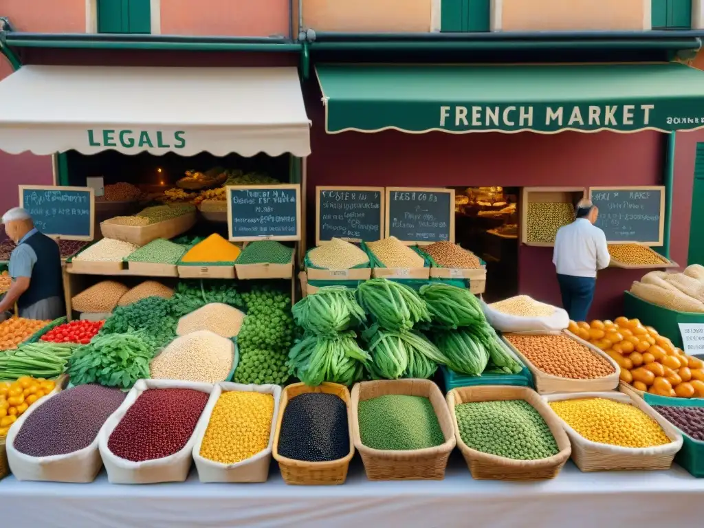 Un animado mercado francés con legumbres frescas y vibrantes