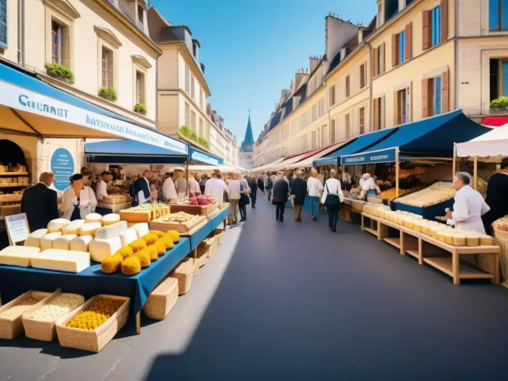 Animado mercado gourmet en Dijon durante festivales gastronómicos en Francia