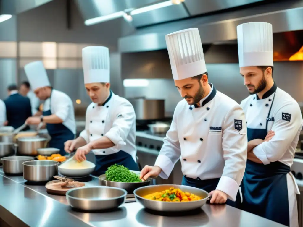 Apasionante competencia culinaria entre chefs amateurs franceses en una bulliciosa cocina