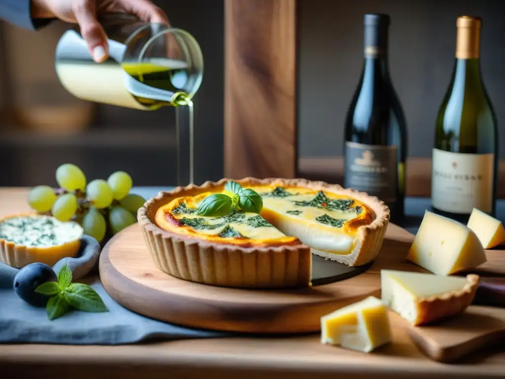 Arte en maridaje: expertas manos seleccionan vinos y quesos para técnicas para quiche perfecto