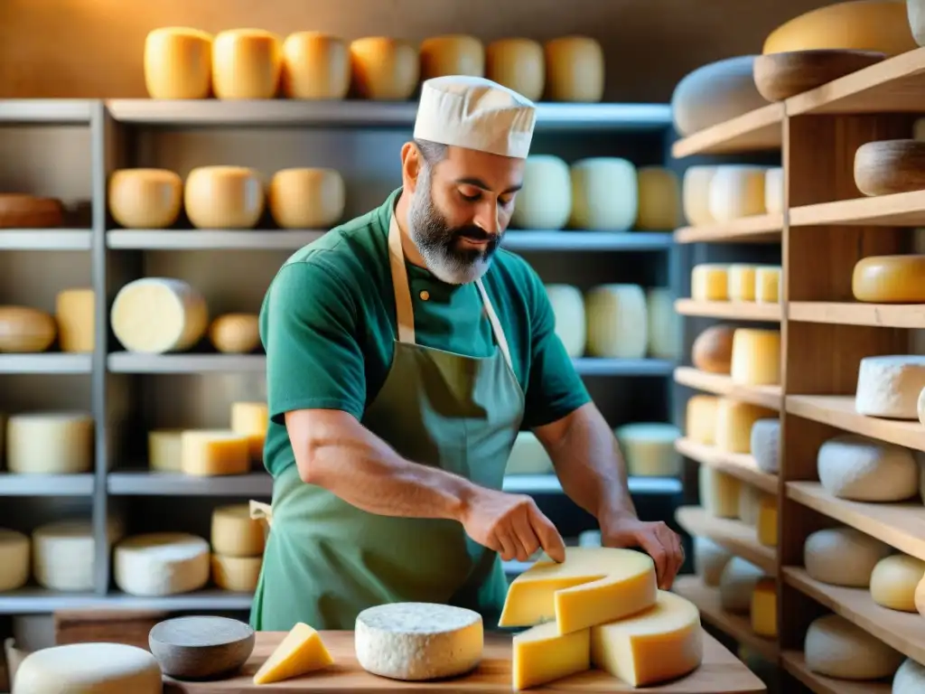 Un artesano crea quesos franceses veganos en un taller tradicional con ingredientes vegetales