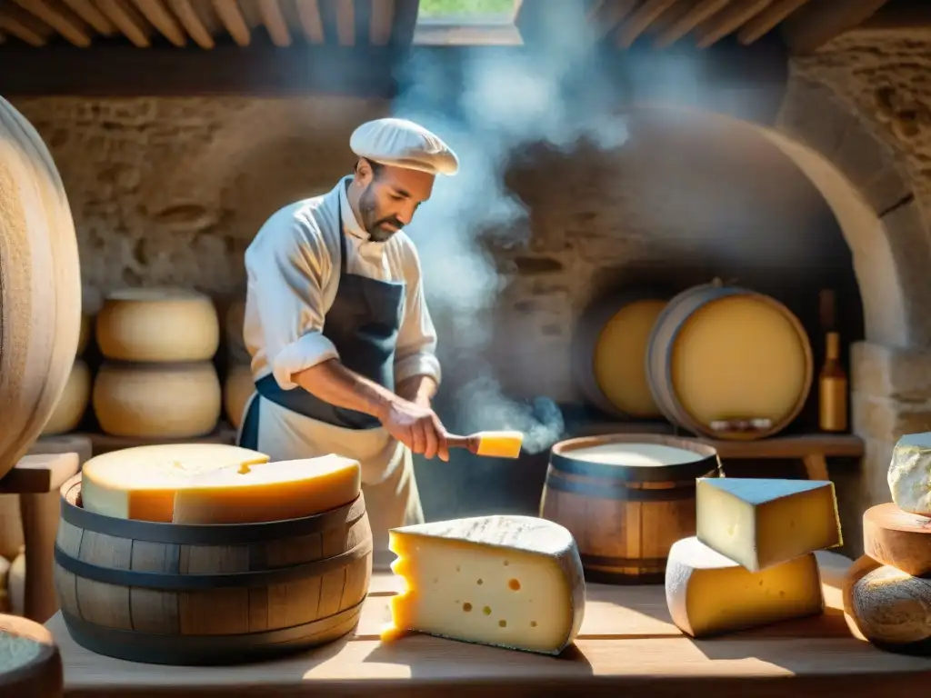 Artesanos franceses crean queso en bodega centenaria