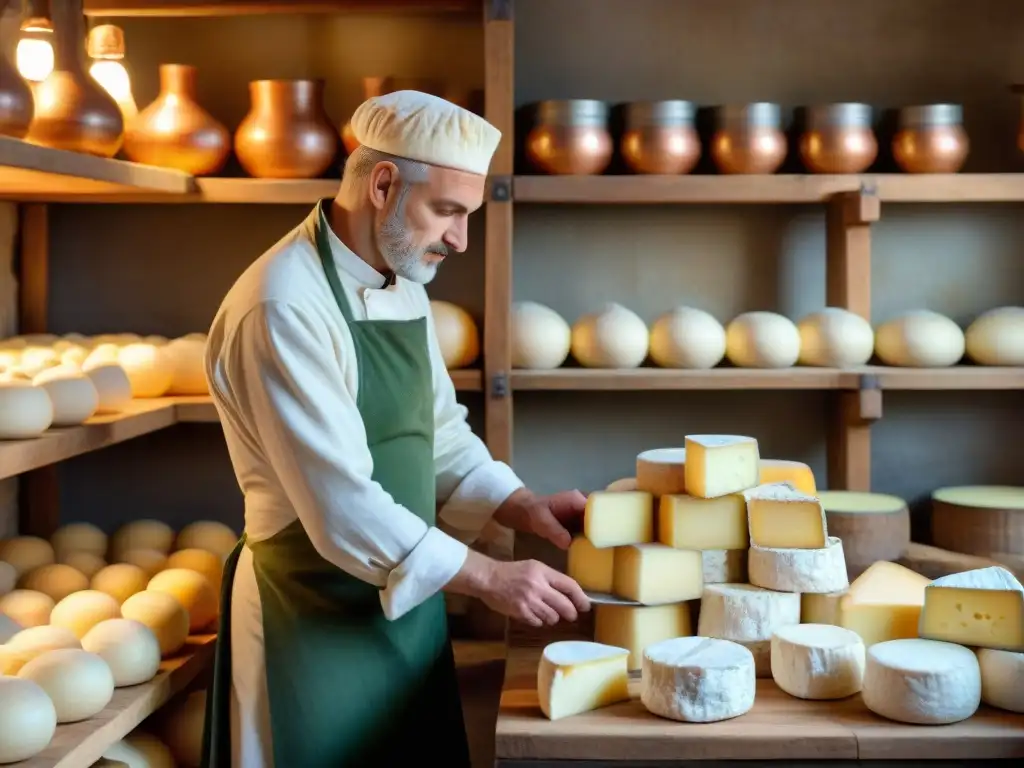 Artesanos de queso francés: tradición y maestría Artesanos franceses preservando tradición queso francés en taller de elaboración de quesos