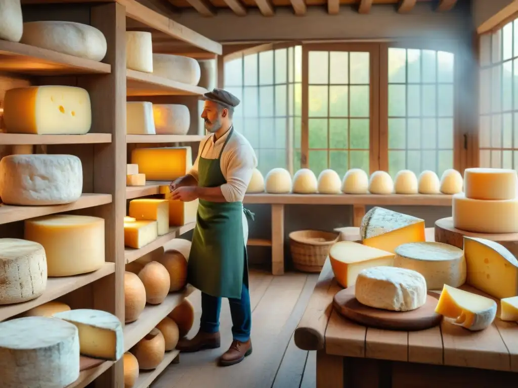 Artesanos en taller de queso tradicional en Francia con cuidado y tradición