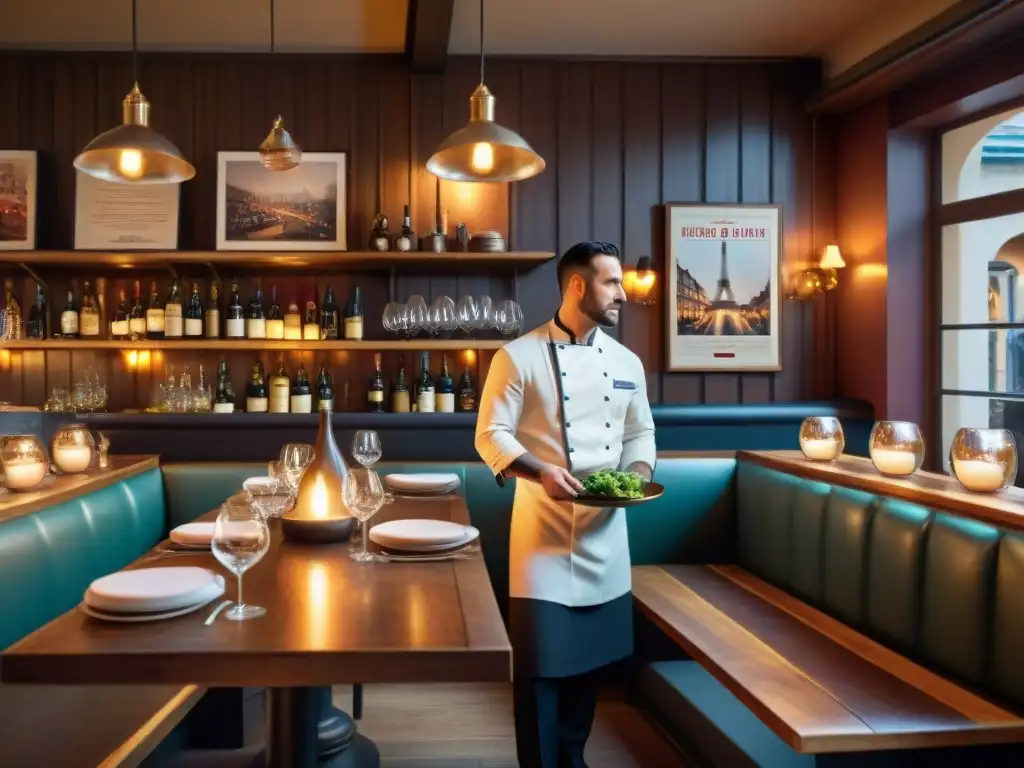 Bistró parisino: ambiente acogedor y cocina tradicional francesa Descubre la atmósfera cálida y sofisticada de un bistró secreto de gastronomía francesa