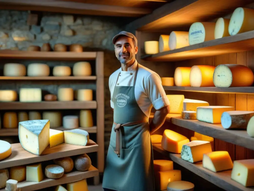 Una auténtica bodega de quesos franceses tradicionales y sabores, con expertos artesanos