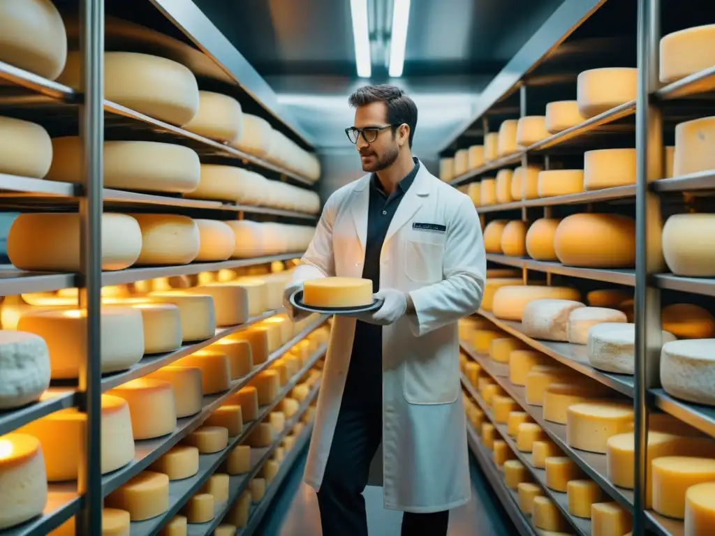 Avanzada maduración de queso en una fromagerie francesa: fusión de tradición y tecnología