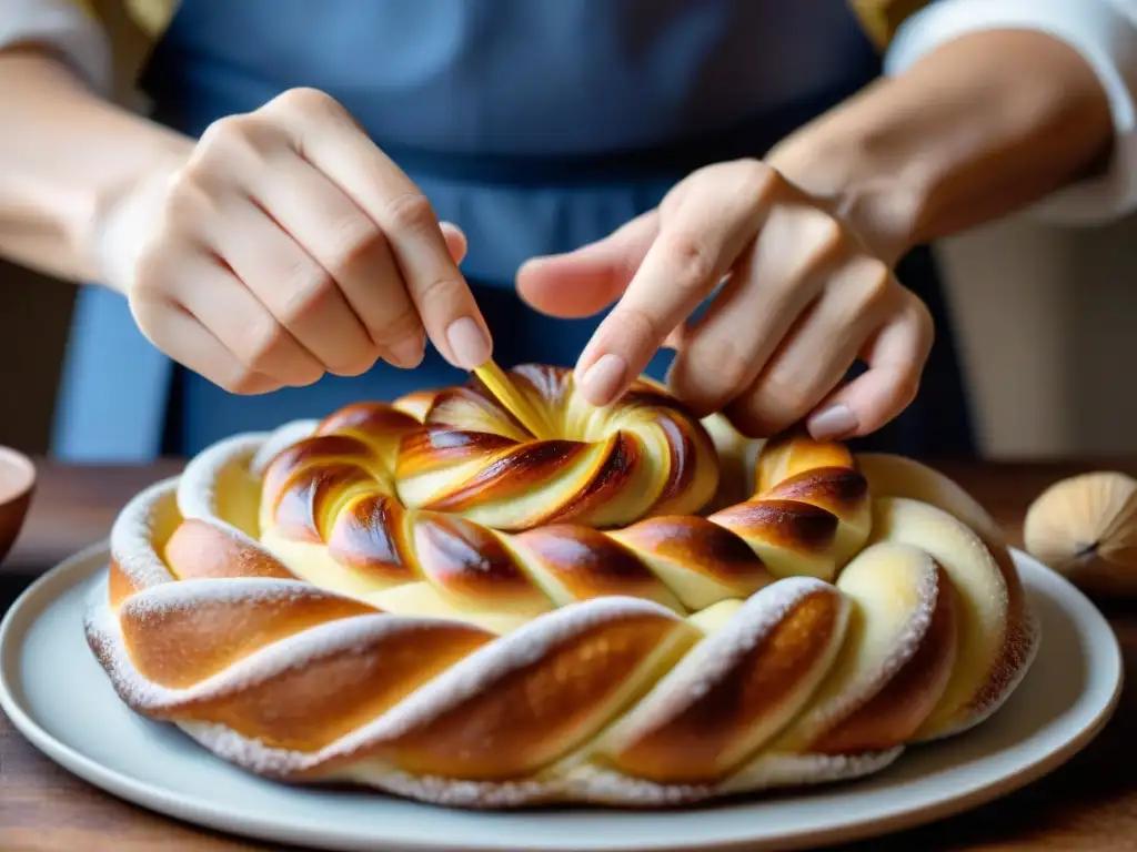 Baker de Alsacia moldea detalladamente Kugelhopf, resaltando arte y precisión