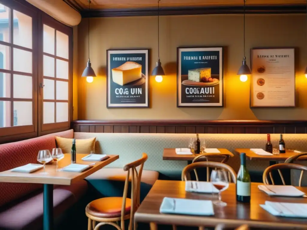 Un bistró escondido en Lille, Francia, con quesos, embutidos y baguettes, decorado con afiches vintage y luz de velas