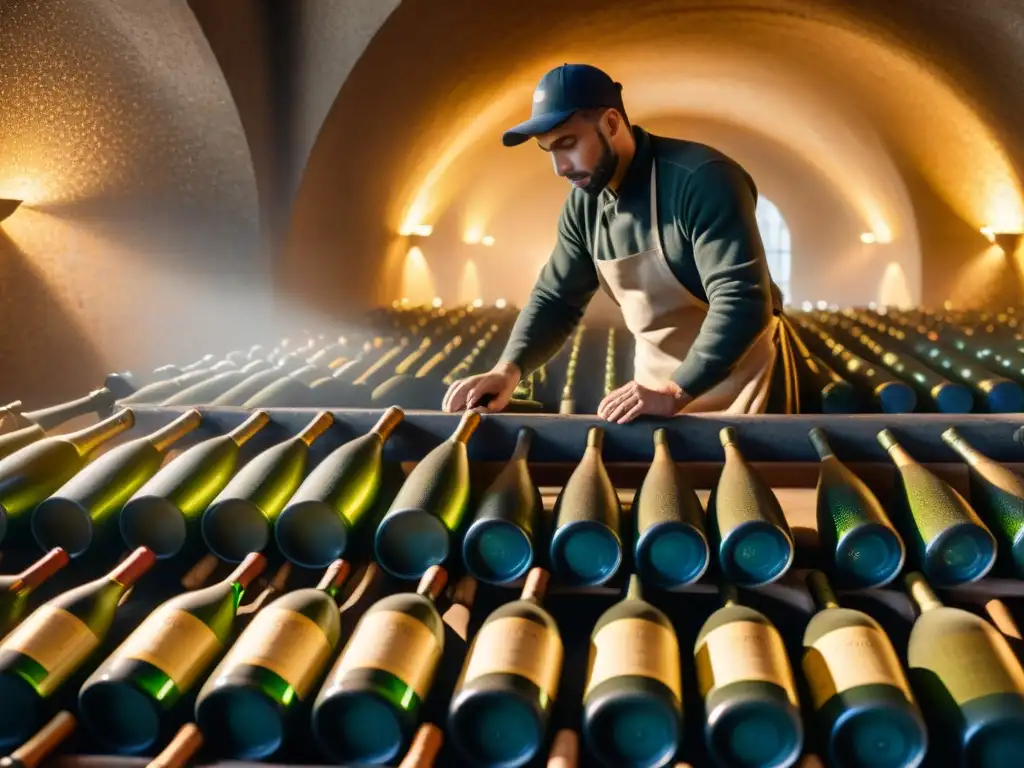 En la bodega del Champagne: secretos del Champagne francés revelados en el laborioso proceso de removido a mano