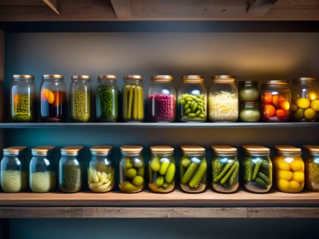 Una bodega francesa llena de tarros de conservas fermentadas coloridas