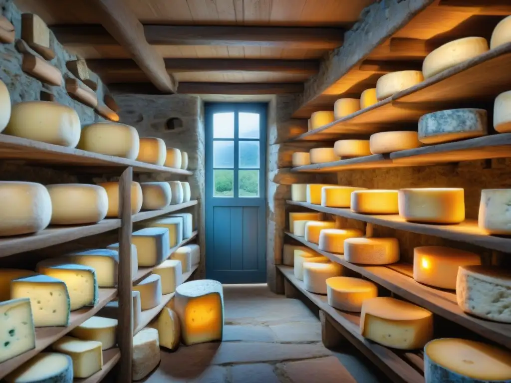 Una bodega francesa de quesos azules con encanto rústico y tradición artesanal