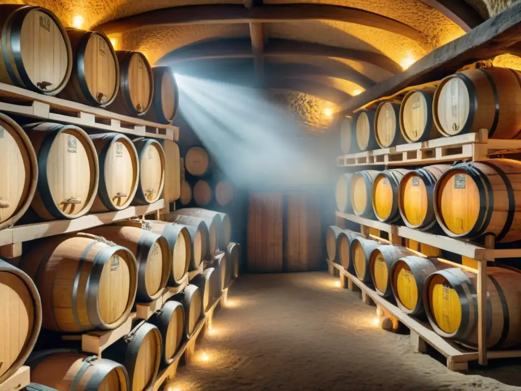 Una bodega francesa tradicional llena de barriles de alimentos fermentados