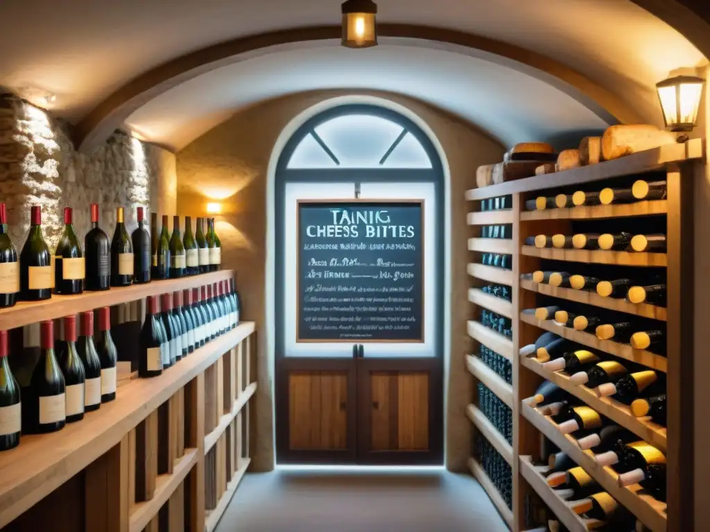 Una bodega francesa con vinos, quesos y ambiente elegante