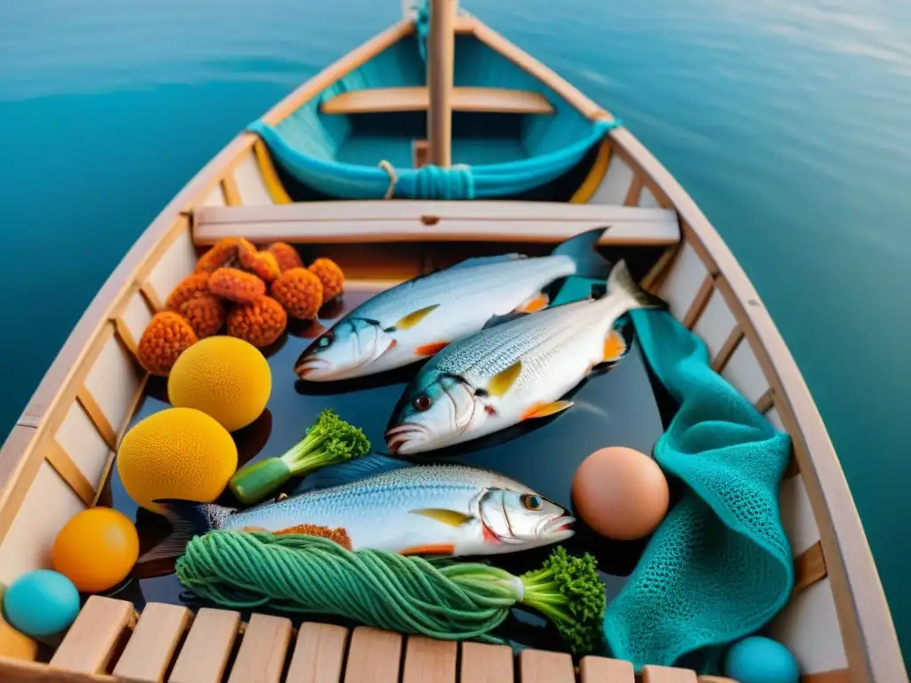 Un bote pesquero en aguas claras al amanecer en la costa de Bretaña, listo para la sopa de pescado bretona receta