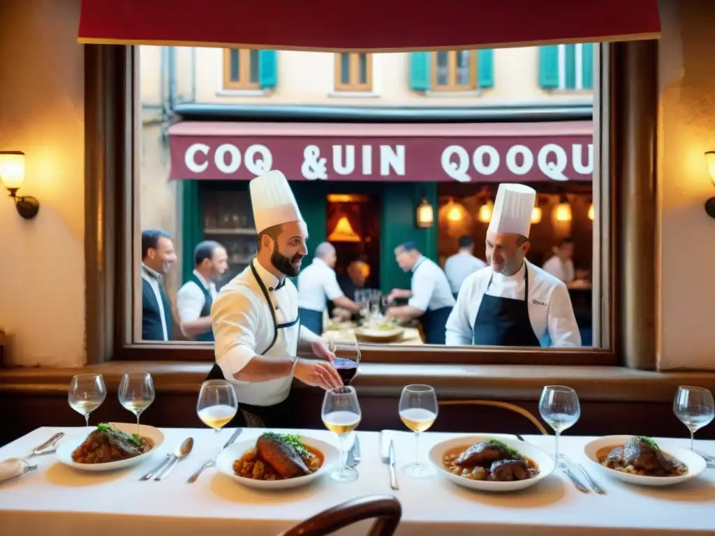 Un bouchon tradicional lyonnais rebosante de vida, donde se disfrutan recetas clásicas de la gastronomía francesa