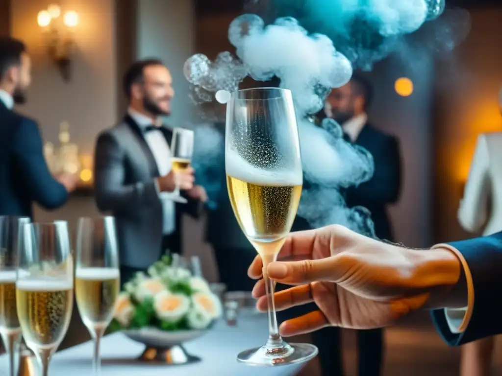 Brindis de lujo con Champagne para eventos gastronómicos en ambiente elegante y festivo