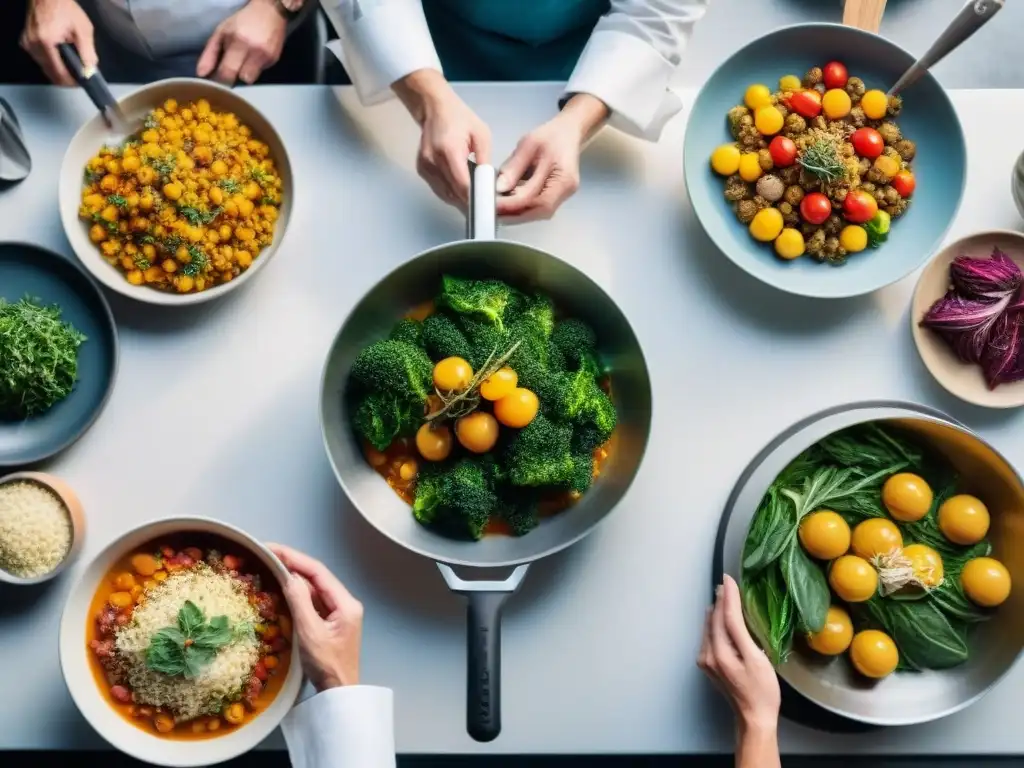 Un bullicioso escenario en una cocina provenzal, chefs reinterpretando tradición con pasión