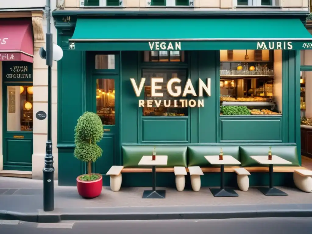 Un bullicioso escenario en París con restaurantes franceses veganos innovadores