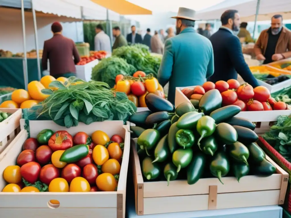 Un bullicioso mercado de agricultores en el sur de Francia, con productos frescos y vibrantes