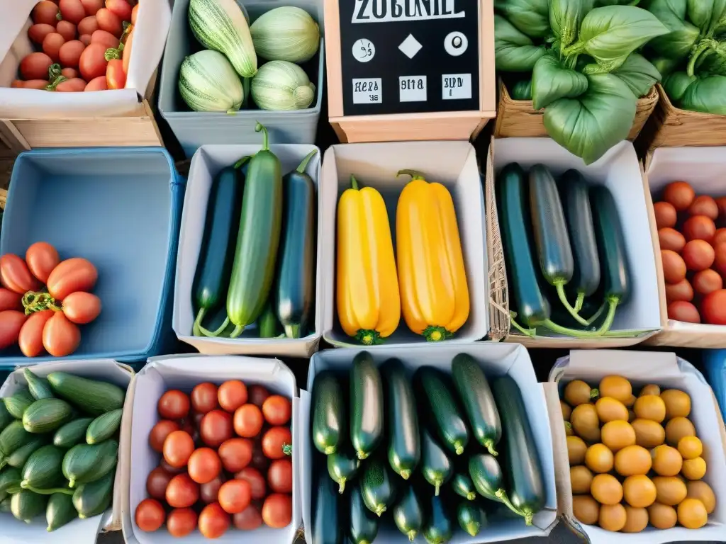 Un bullicioso mercado al aire libre en Provenza, Francia, con puestos rebosantes de productos frescos y coloridos