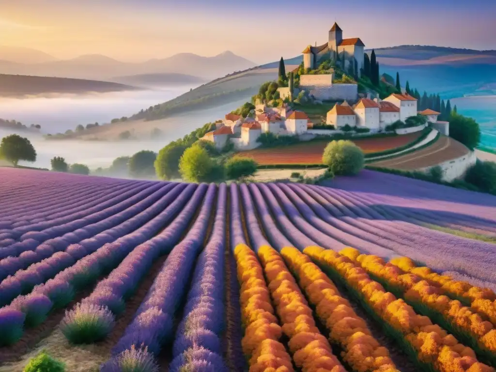 Campo de azafrán en Quercy, Francia