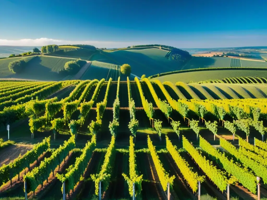 Producción de Champagne amenazada por el impacto del cambio climático en viñedos verdes bajo el cielo azul