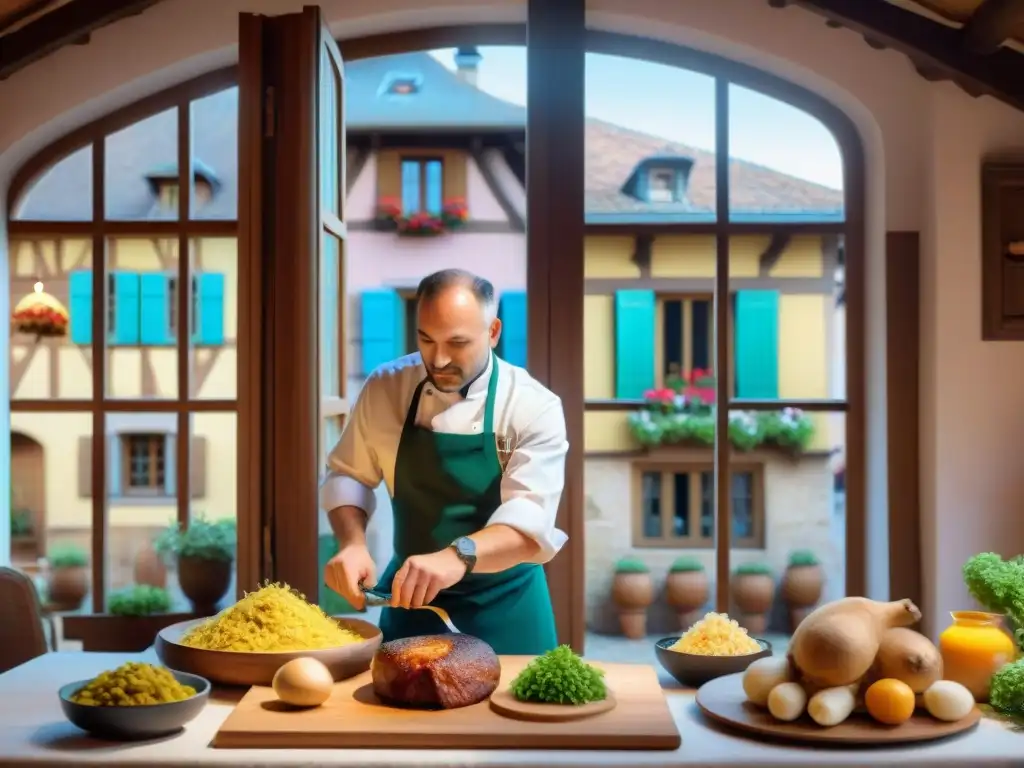 Un chef en Alsacia crea platos con influencia alemana, reflejando la rica tradición culinaria de la región