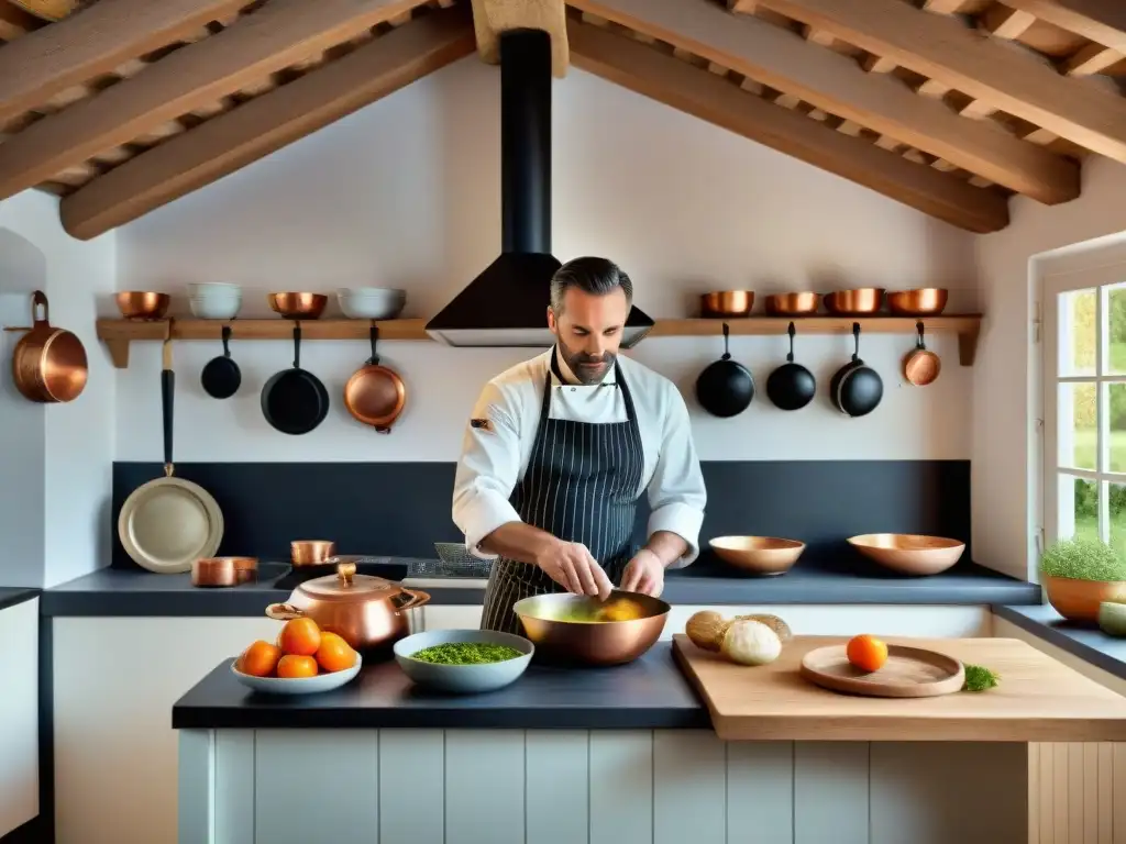 Un chef en una cocina bretona tradicional mezcla sabores con innovación