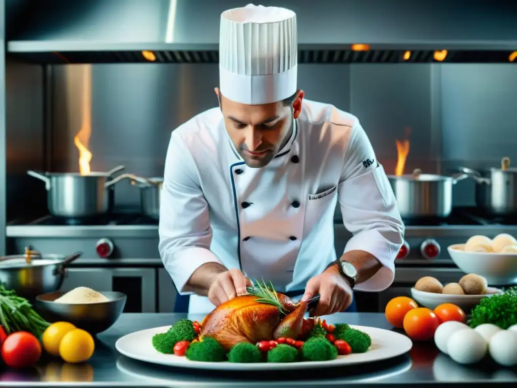 Chef francés redefiniendo cocina tradicional con pasión y precisión en una cocina de clase mundial