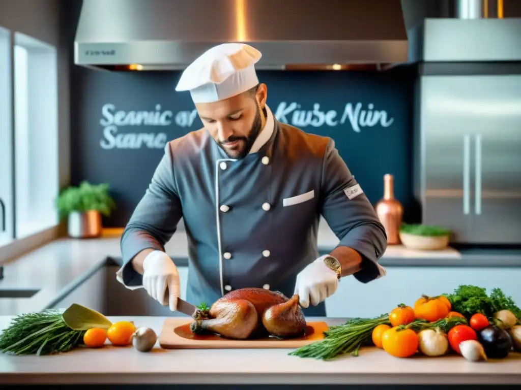 Un chef francés prepara Coq au Vin en cocina al vacío para principiantes, fusionando tradición con innovación culinaria