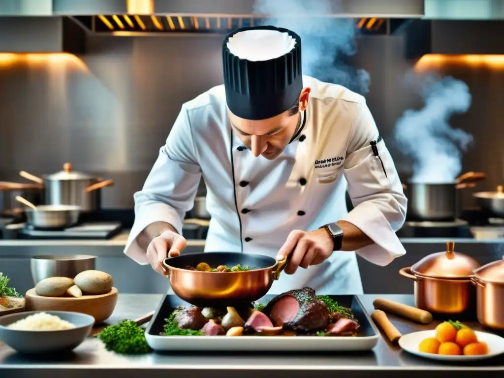 Un chef francés prepara Coq au Vin fusionando cocina francesa innovadora y tradicional