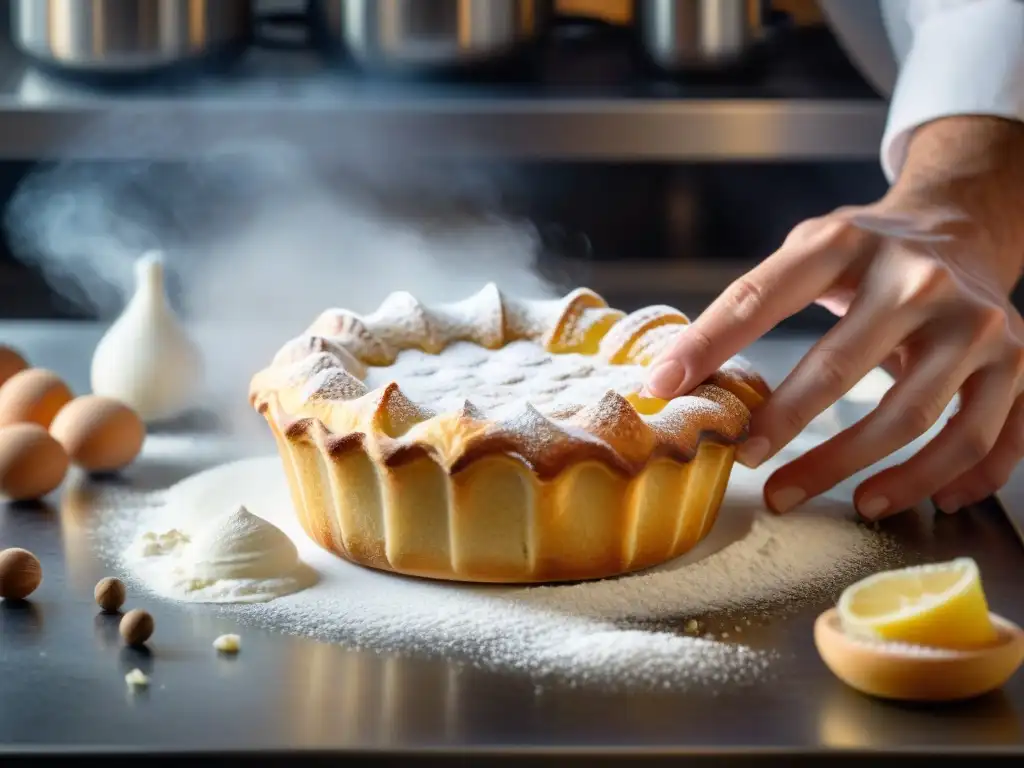 Un chef francés elabora con destreza un delicado postre en una cocina profesional, mostrando la ciencia gastronomía francesa cursos experimentadores