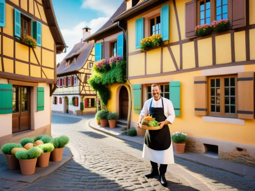 Un chef en Eguisheim prepara una fusión gastronómica franco alemana en un entorno encantador