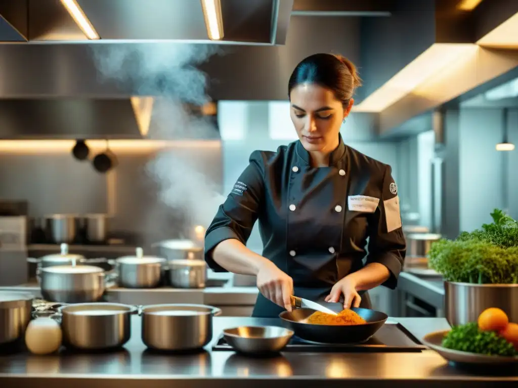 Chef Fanny Rey y su equipo de chefs mujeres crean platos exquisitos en un restaurante francés