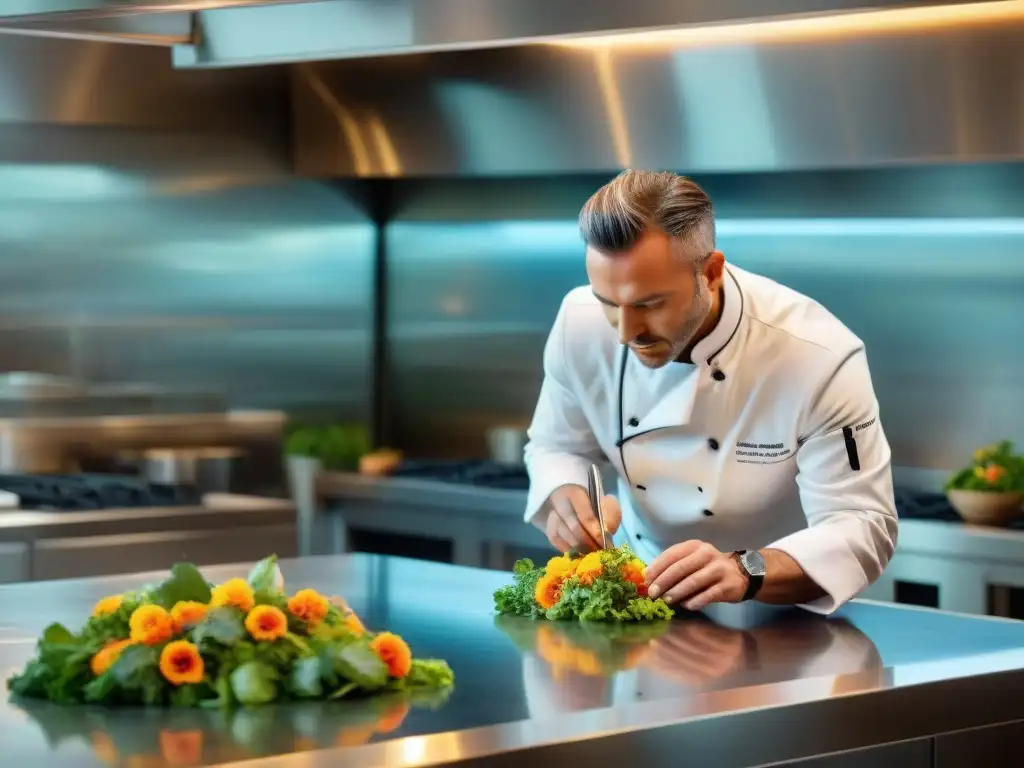 Un chef con estrella Michelin en Francia innovando en la cocina con precisión y arte