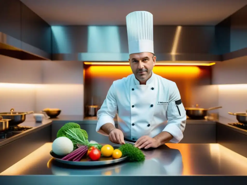 Un chef estrella Michelin creando innovaciones culinarias en Francia