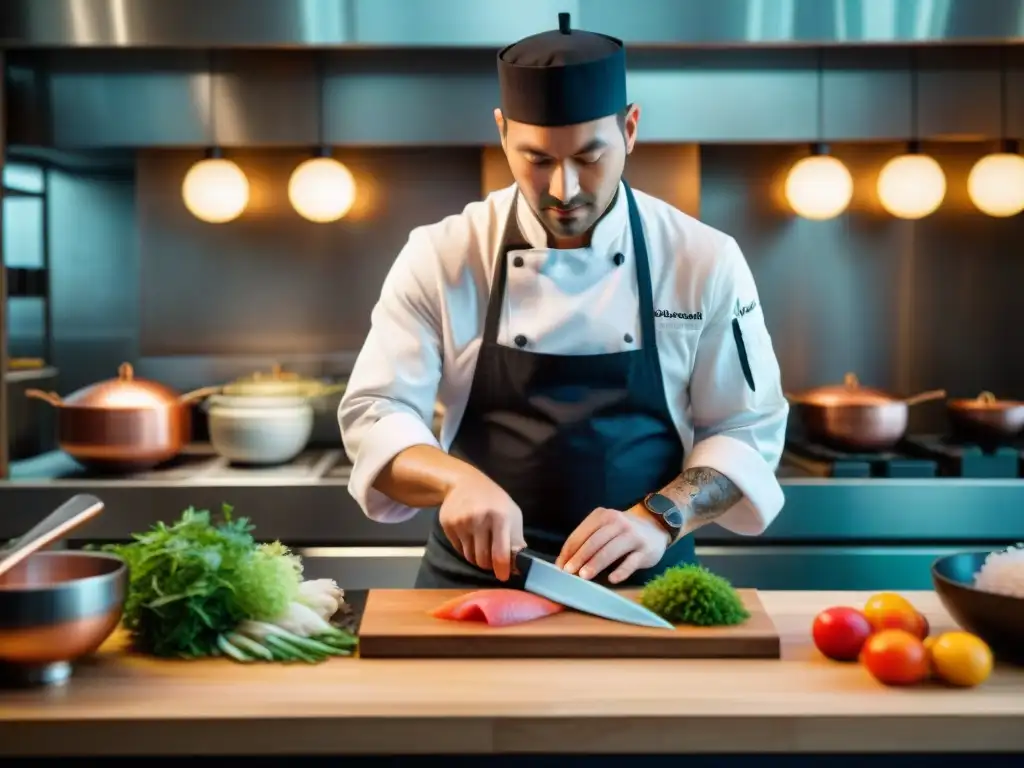 Un chef experto en una cocina parisina fusiona técnicas culinarias francesas y japonesas