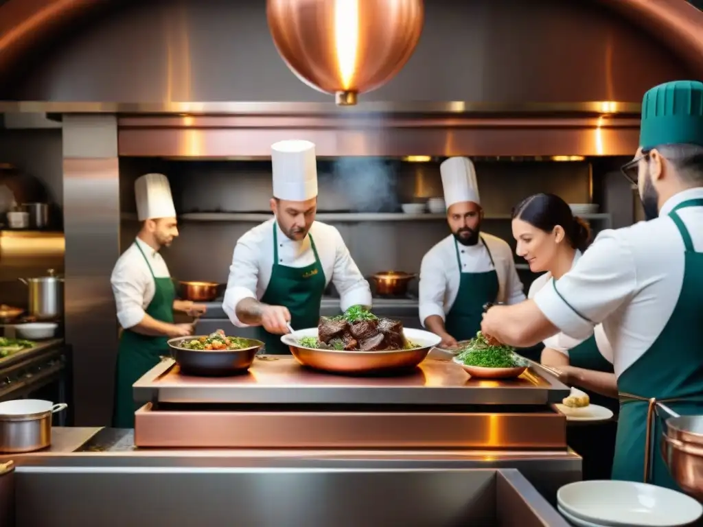 Un chef experto preparando coq au vin en una cocina de bistró francés