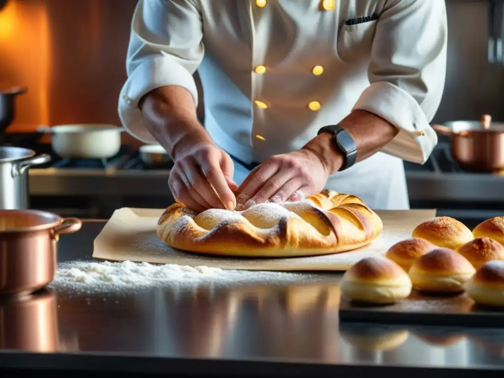 Un chef experto elabora una delicada pastelería francesa en un bistró íntimo de Limoges, evocando la tradición culinaria francesa