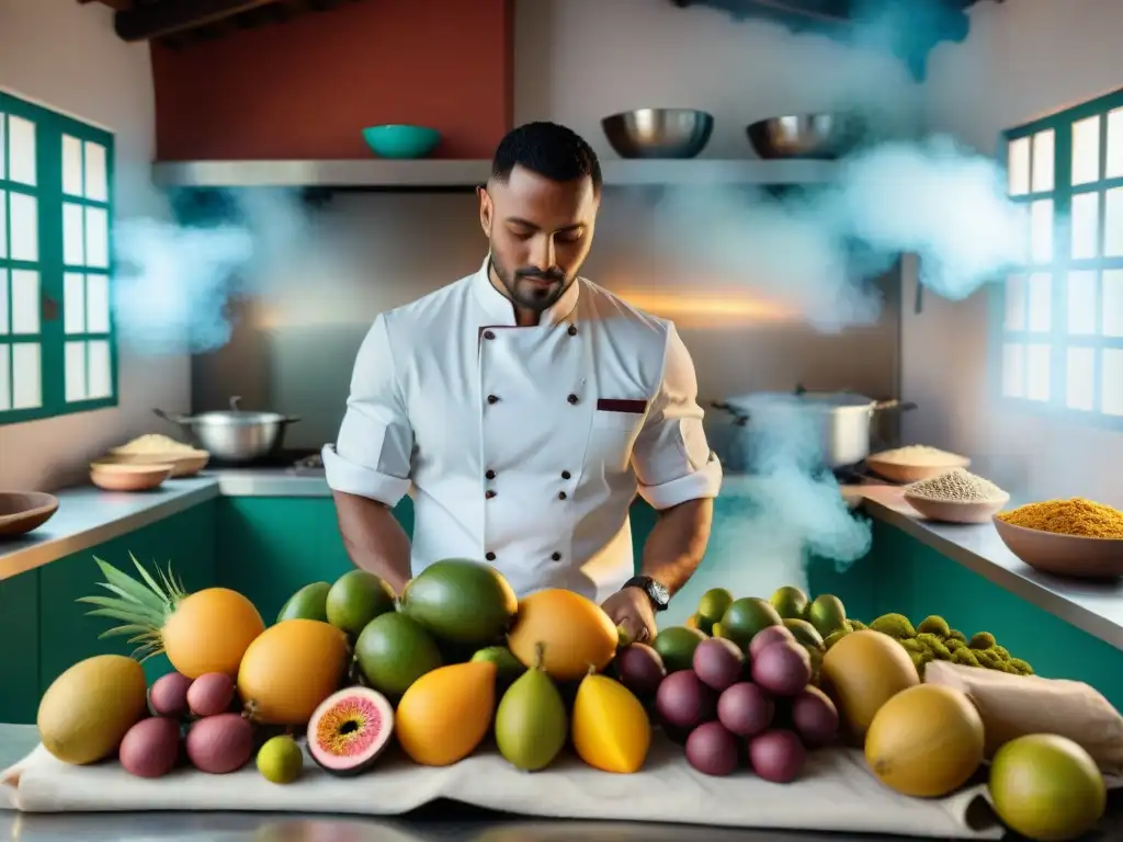 Un chef experto preparando delicias guadalupanas con ingredientes locales