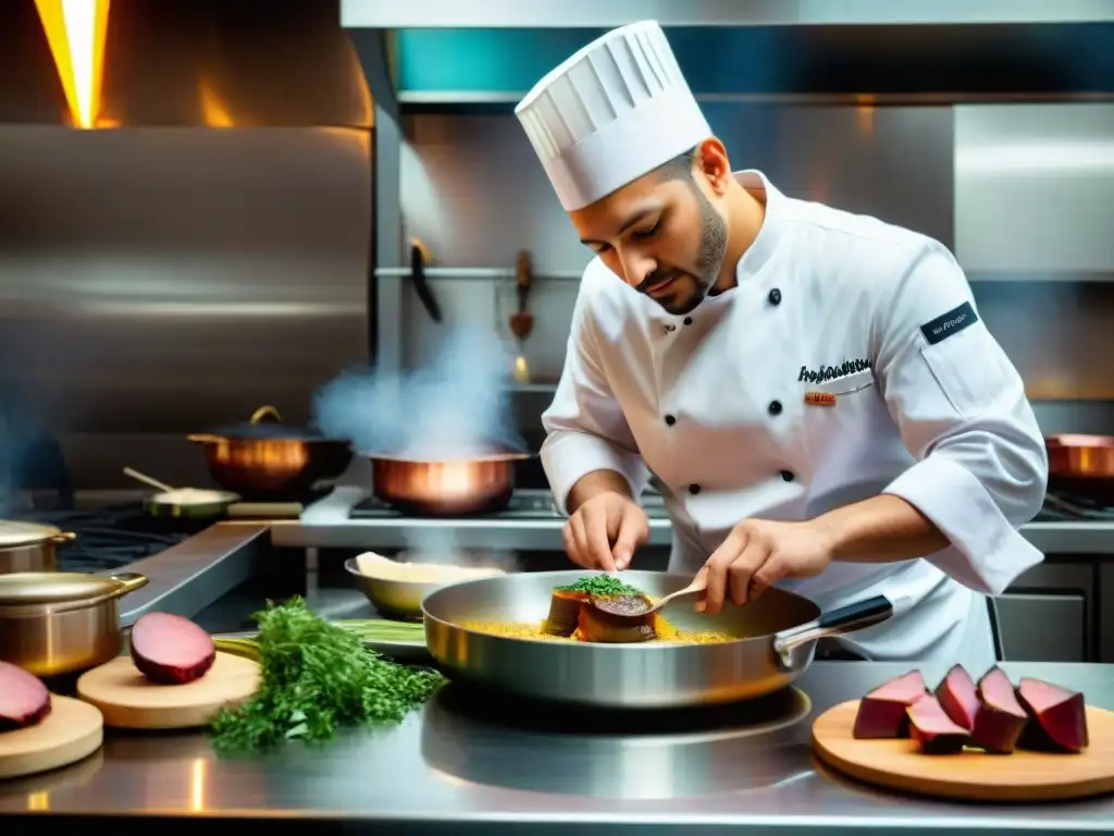 Un chef experto fusiona foie gras en una cocina internacional vibrante